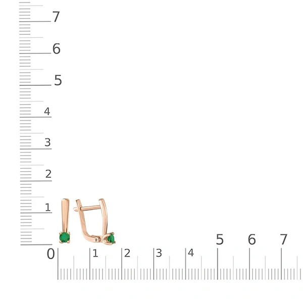 Серьги из красного золота с 2 изумрудами
