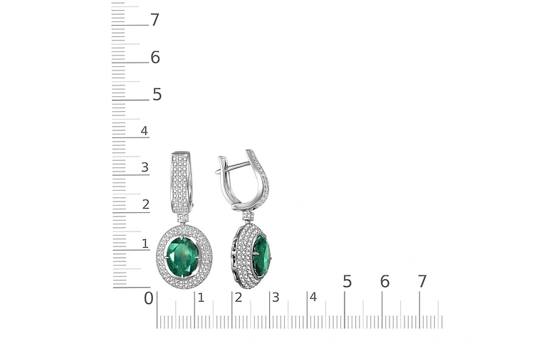 Серьги из белого золота с 2 кварцами и 290 фианитами