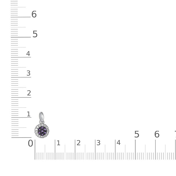 Подвеска из белого золота с 7 аметистами и 14 фианитами