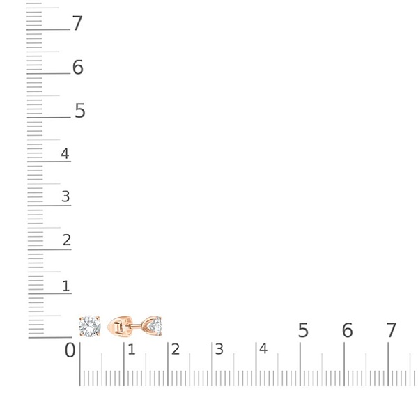 Серьги-пусеты из красного золота с 2 муассанитами