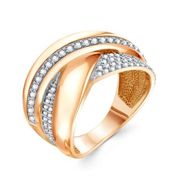 Кольцо Дорожка из красного золота с 78 фианитами