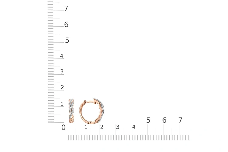 Серьги из красного золота с 36 фианитами