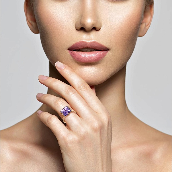 Кольцо из красного золота с ситаллом