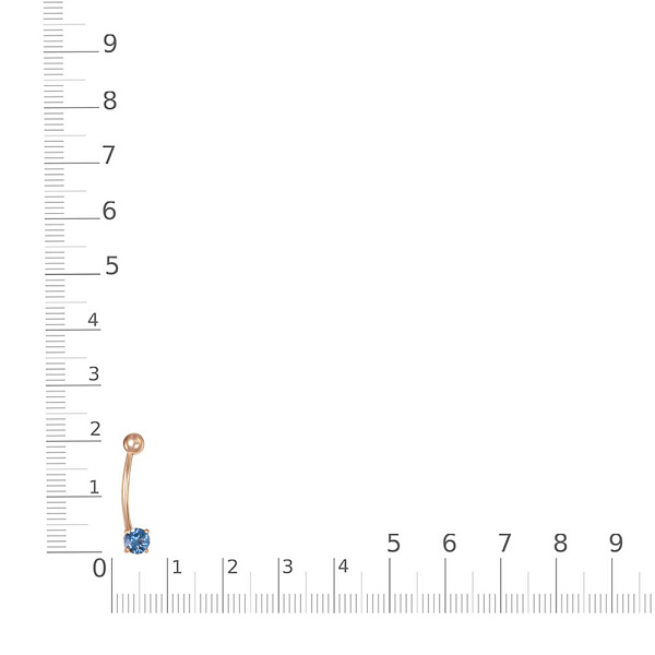 Пирсинг из красного золота с фианитом