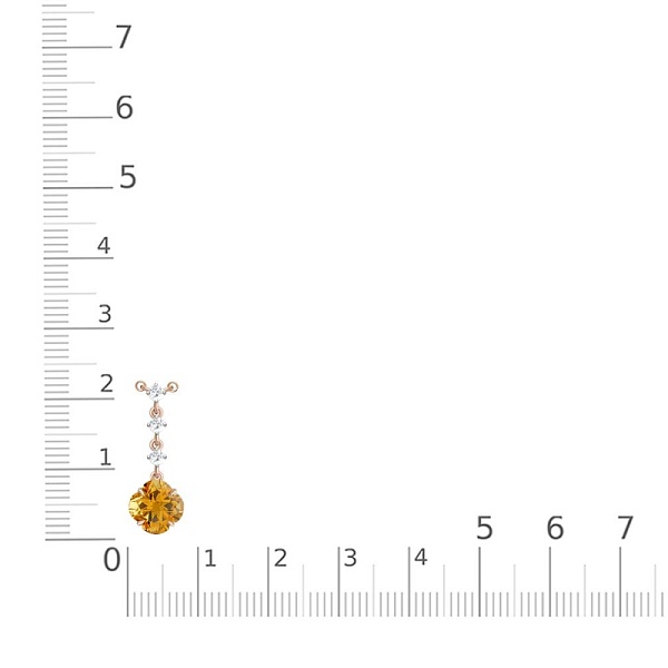 Колье из жёлтого золота с цитрином и 3 фианитами