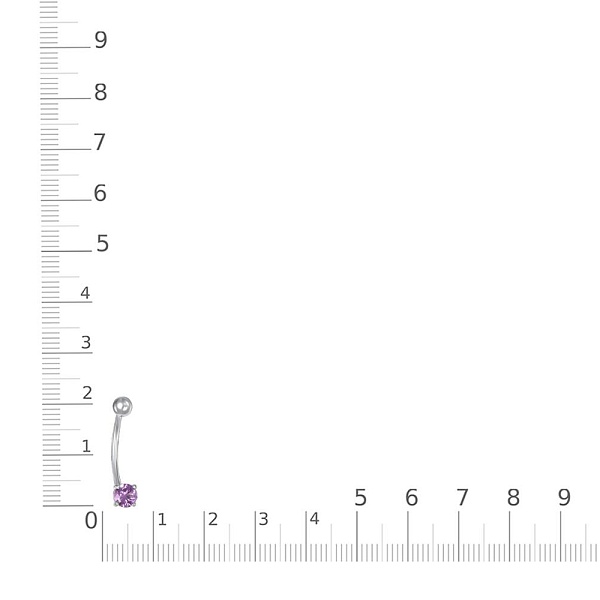 Пирсинг из белого золота с аметистом