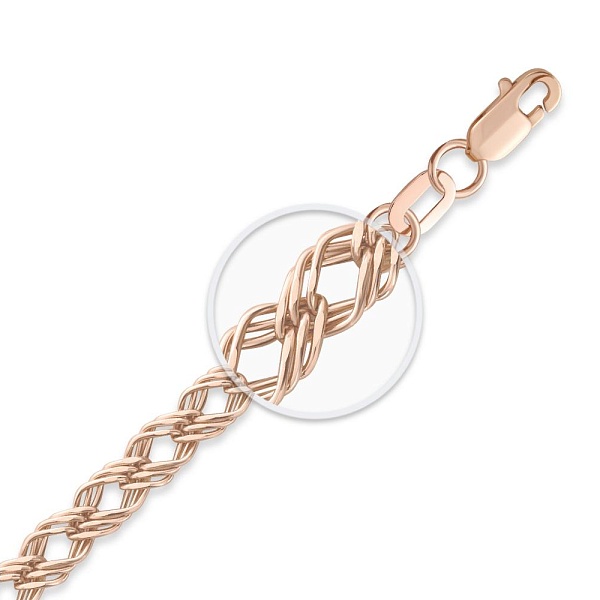 Цепь плетение тройной ромб ⌀ нити 0,60 мм  из красного золота