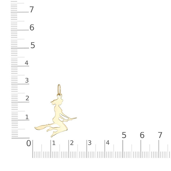 Подвеска Ведьма из жёлтого золота без вставок