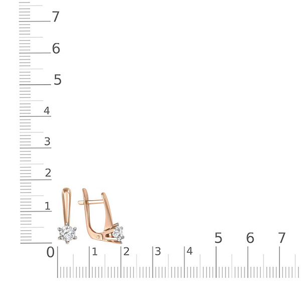 Серьги из красного золота с 2 кристаллами swarovski