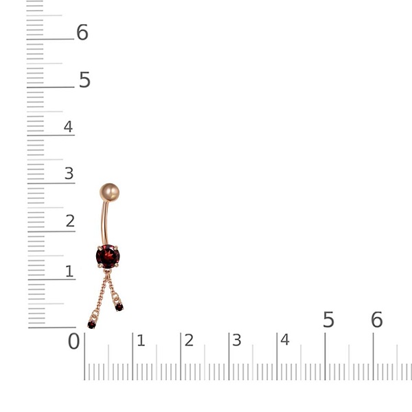 Пирсинг из красного золота с 3 гранатами