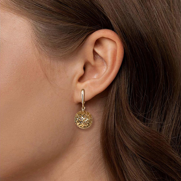 Серьги Шары из жёлтого золота без вставок