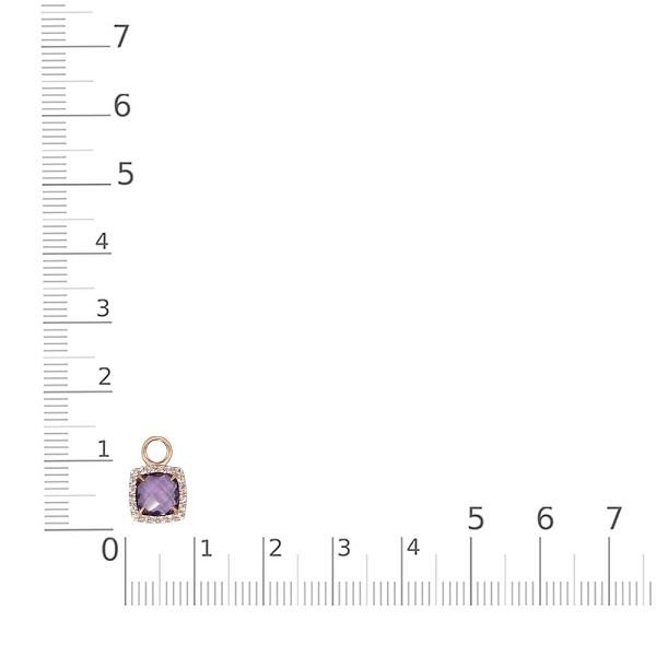 Подвеска серёг-трансформеров из красного золота с аметистом и 20 фианитами