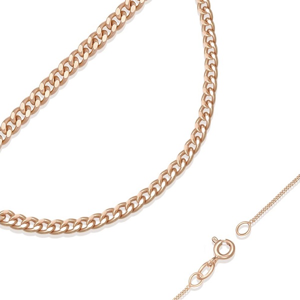 Цепь плетение панцирь ⌀ нити 0,28 мм  из красного золота