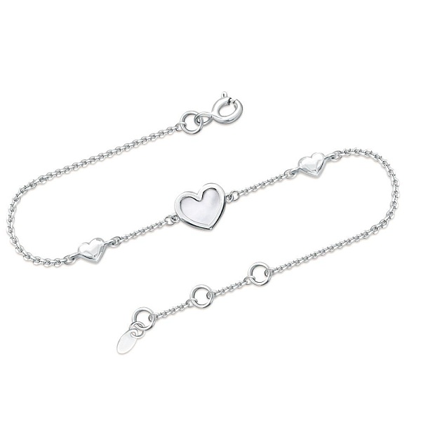Браслет Сердце из белого золота с перламутром