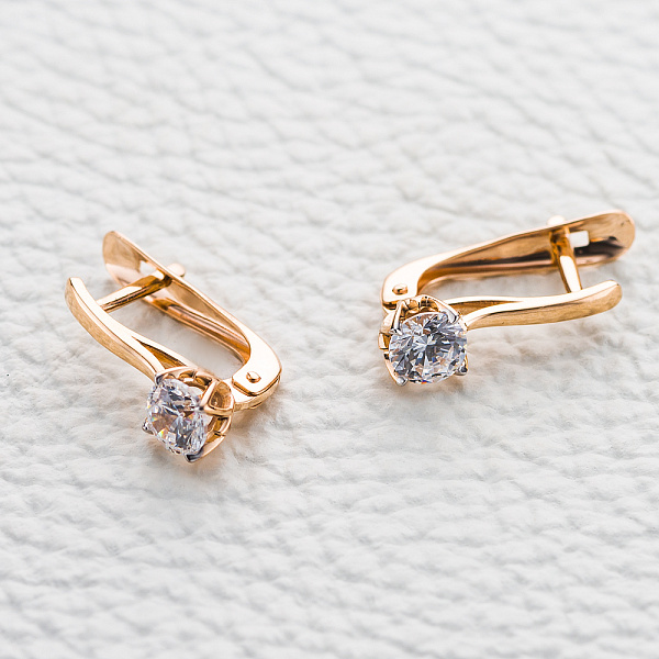 Серьги из красного золота с 2 кристаллами swarovski