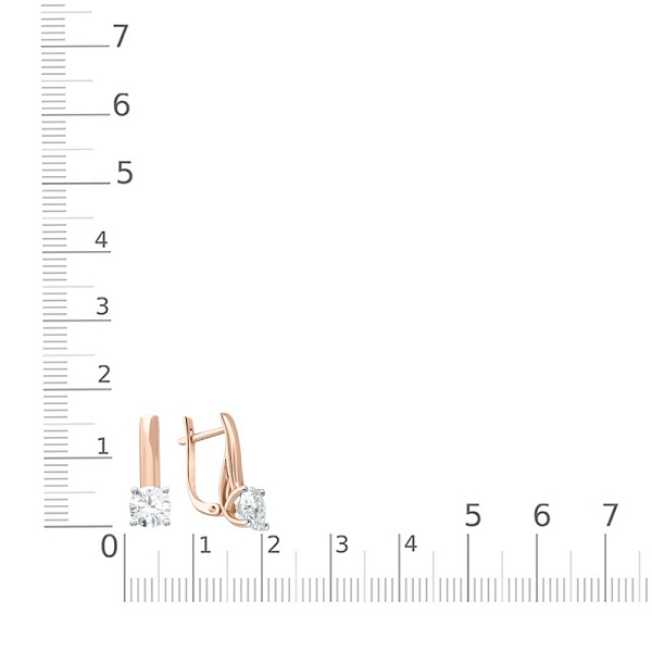 Серьги из красного золота с 2 выращенными бриллиантами