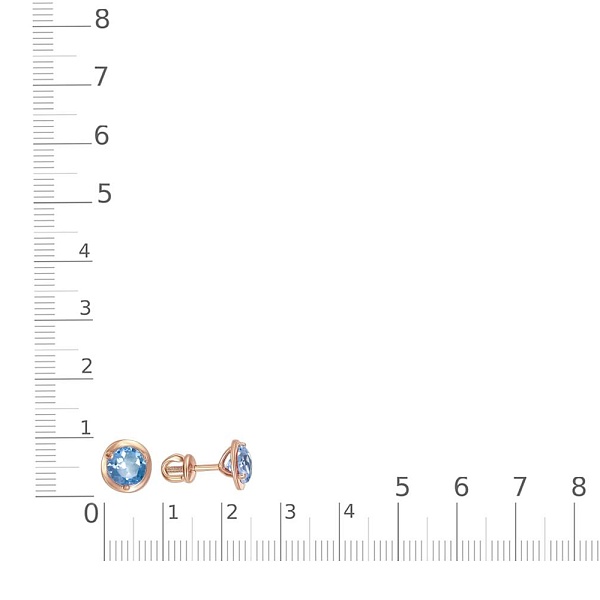 Серьги-пусеты из красного золота с 2 топазами swiss