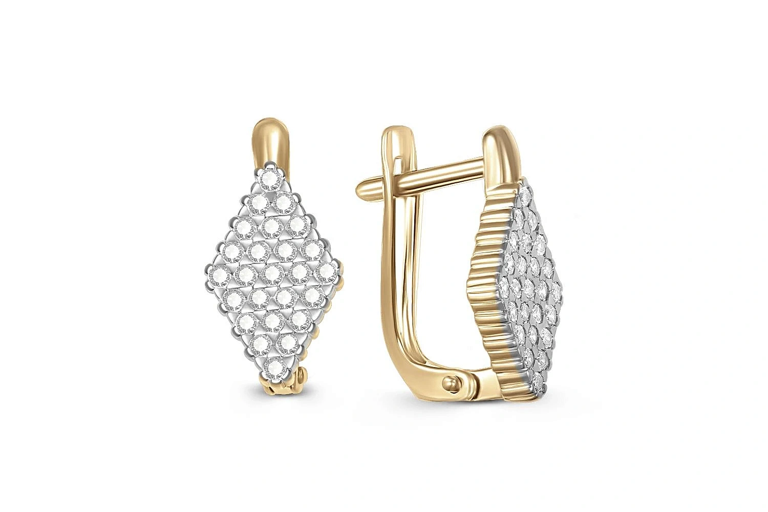 Серьги из жёлтого золота с 50 фианитами