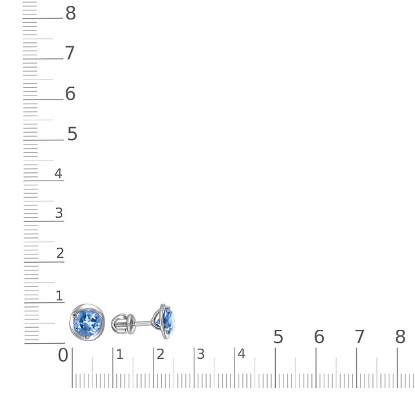 Серьги-пусеты из белого золота с 2 топазами swiss