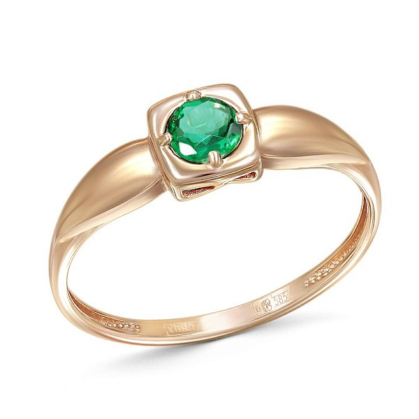 Кольцо из красного золота с изумрудом