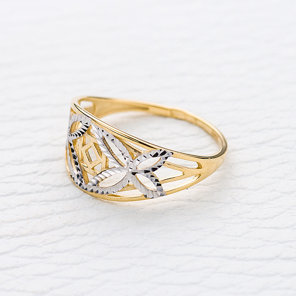 Кольцо Бабочка из жёлтого золота без вставок