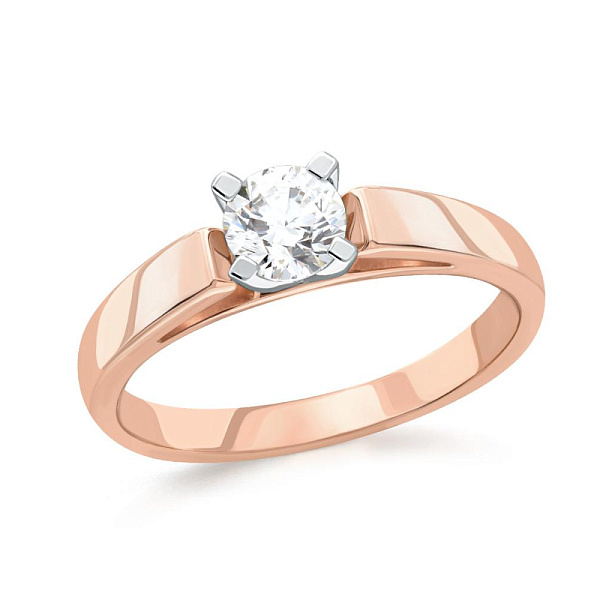 Кольцо из красного золота с бриллиантом