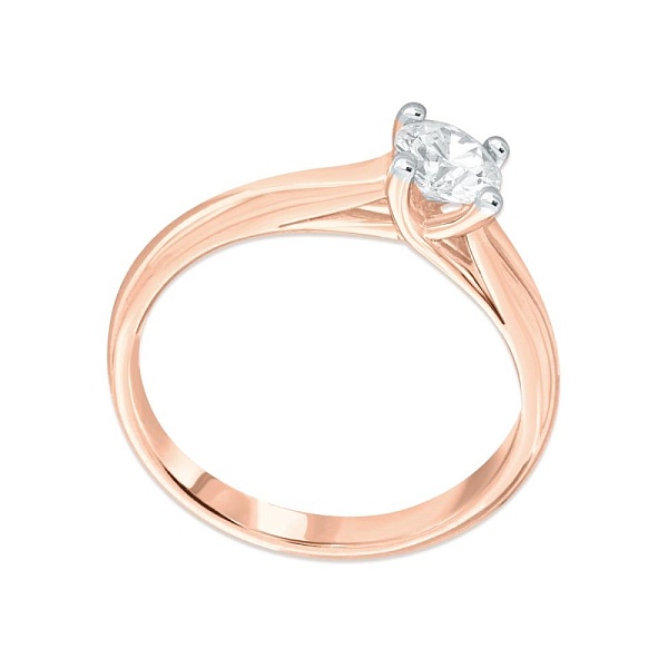 Кольцо из красного золота с выращенным бриллиантом