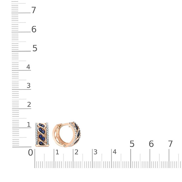 Серьги из красного золота с 14 сапфирами и 52 бриллиантами