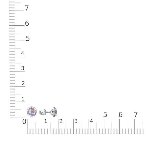 Серьги-пусеты из белого золота с 2 кварцами