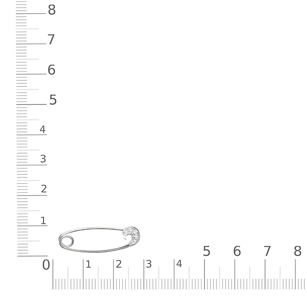 Булавка из белого золота с 5 фианитами