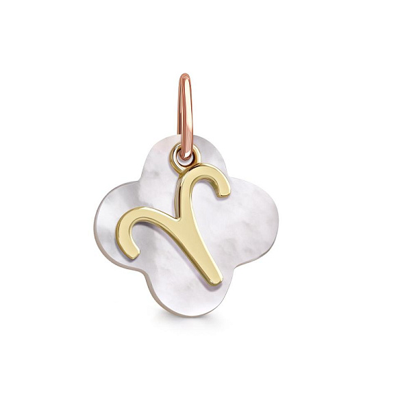 Подвеска Овен из жёлтого золота с перламутром
