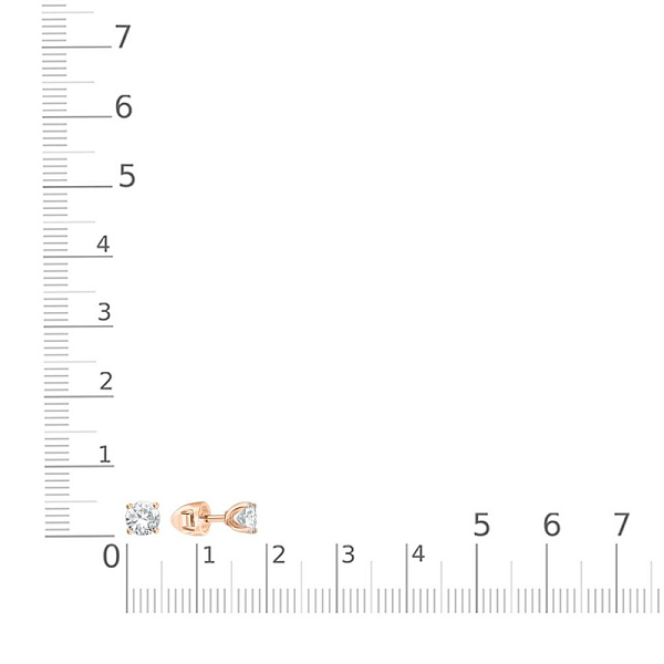 Серьги-пусеты из красного золота с 2 муассанитами