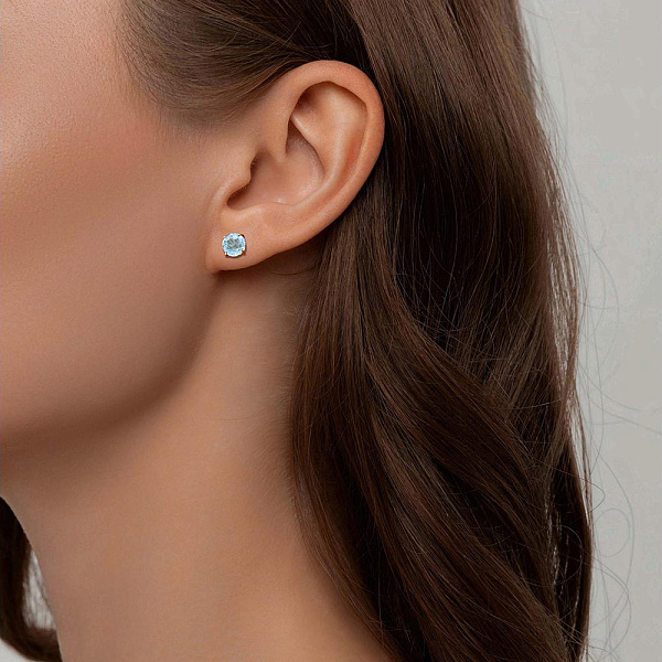 Серьги-пусеты из жёлтого золота с 2 топазами sky