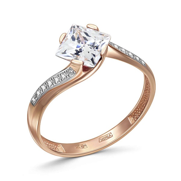 Кольцо из красного золота с 13 кристаллами swarovski