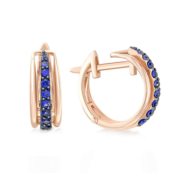 Серьги из красного золота с 18 корундами