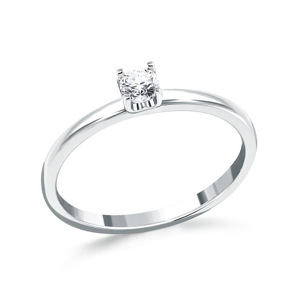 Кольцо из белого золота с выращенным бриллиантом