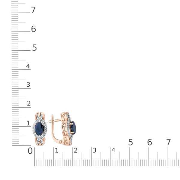 Серьги из красного золота с 2 сапфирами и 56 бриллиантами