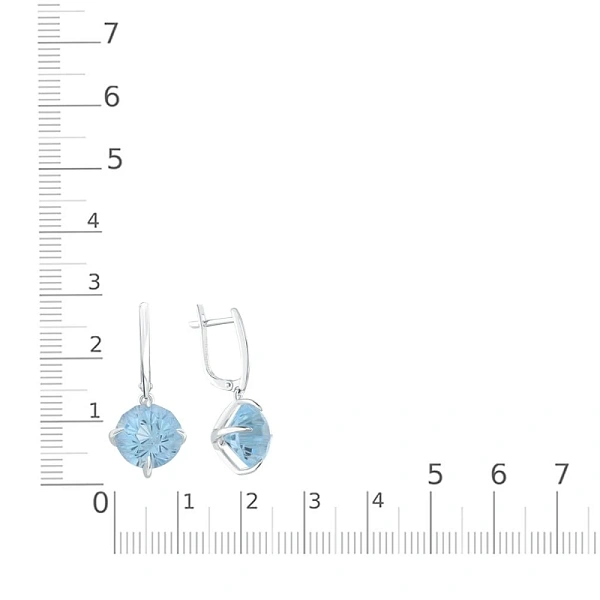 Серьги из белого золота с 2 топазами sky