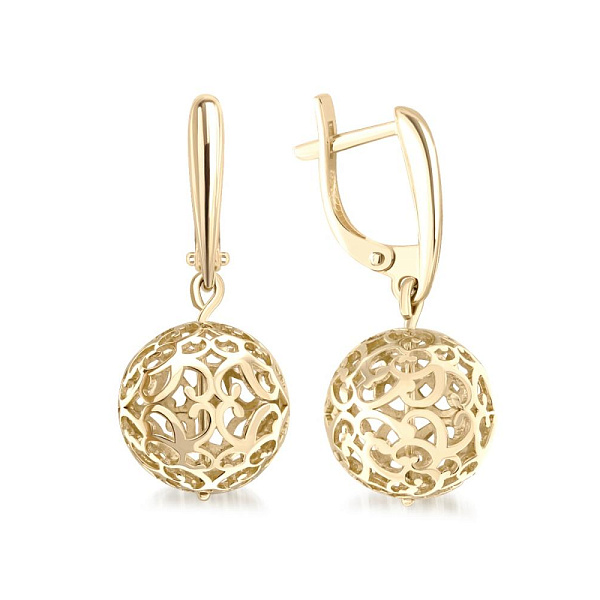 Серьги Шары из жёлтого золота без вставок