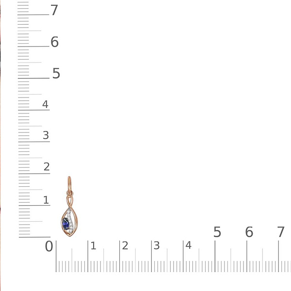 Подвеска из красного золота с сапфиром и 7 бриллиантами