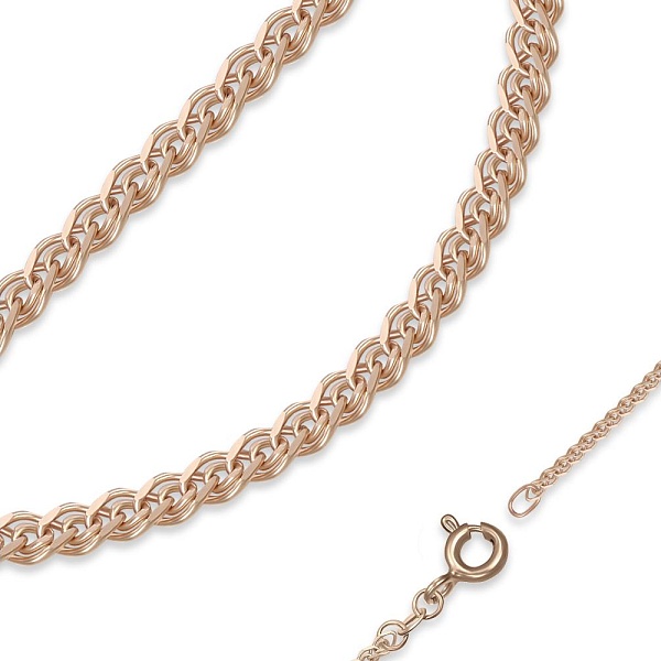 Цепь плетение нонна ⌀ нити 0,35 мм  из красного золота