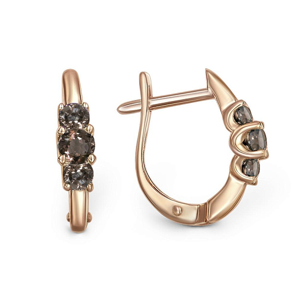 Серьги из красного золота с 6 раухтопазами