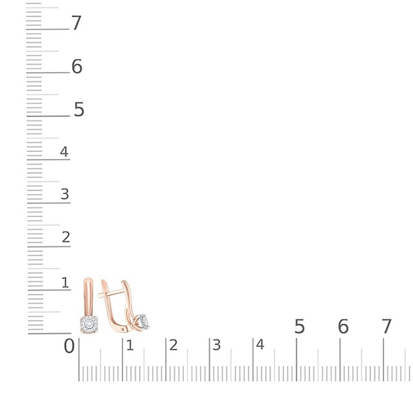 Серьги из красного золота с 26 выращенными бриллиантами