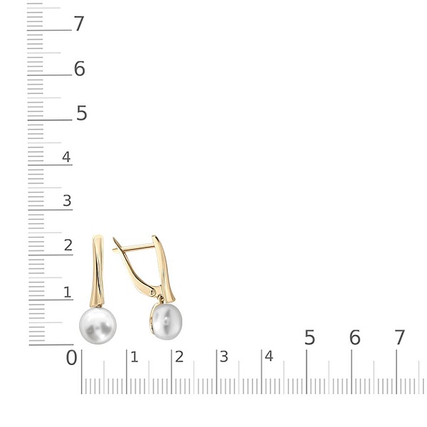 Серьги из жёлтого золота с 2 жемчужинами
