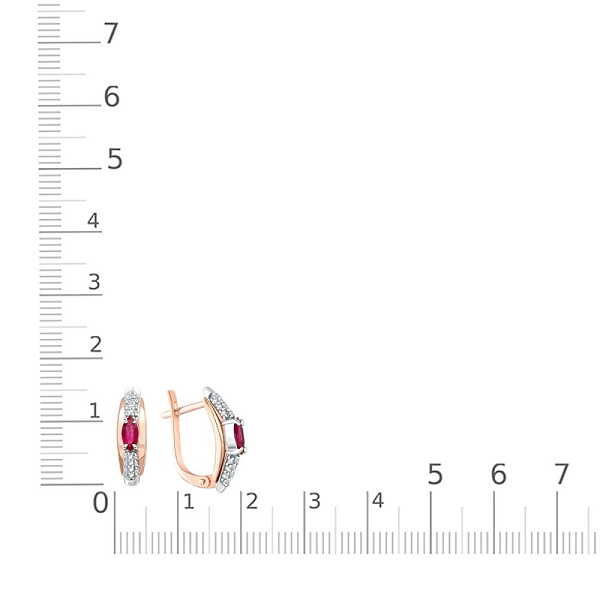 Серьги из красного золота с 2 рубинами и 40 бриллиантами