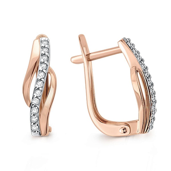 Серьги Дорожки из красного золота с 22 фианитами