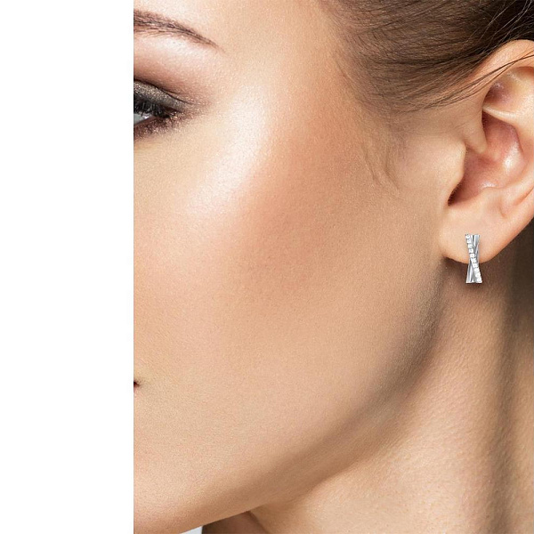 Серьги Дорожки из белого золота с 20 бриллиантами