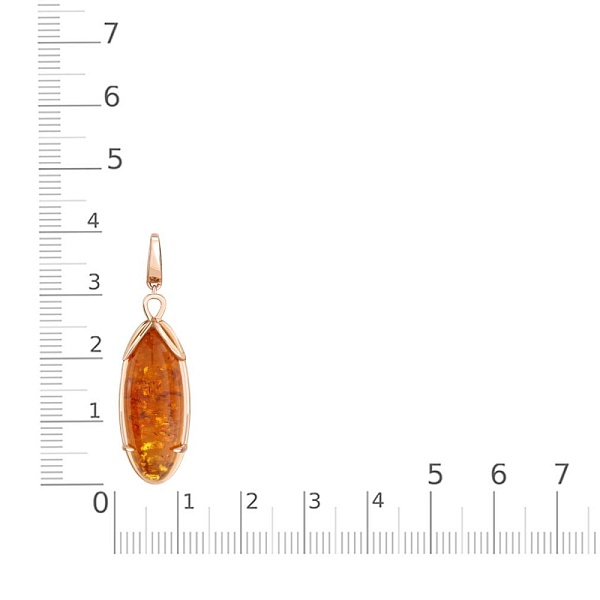 Подвеска из красного золота с янтарём