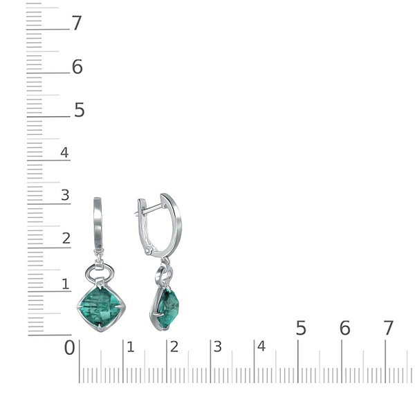 Серьги из белого золота с 2 кварцами