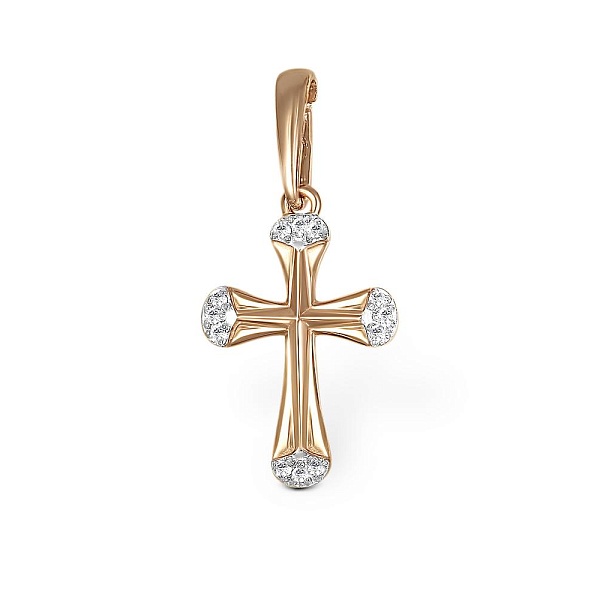 Крест из красного золота с 12 бриллиантами